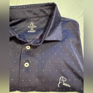 🇺🇸 Rhoback USA Polo in Navy with Red and White Polka Dots (Read description)